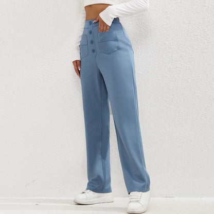 High waist elastic casual pants