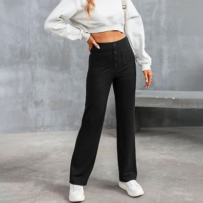 High waist elastic casual pants