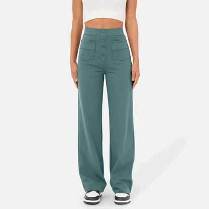 High waist elastic casual pants