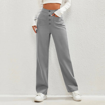 High waist elastic casual pants