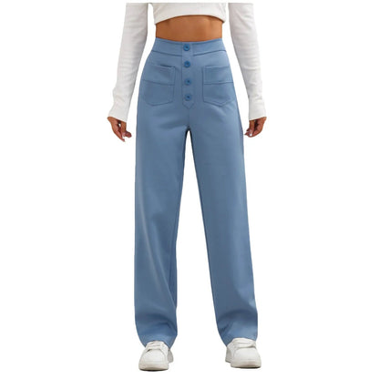 High waist elastic casual pants