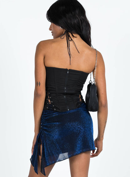 Elinor Asymmetric Mini Skirt Navy