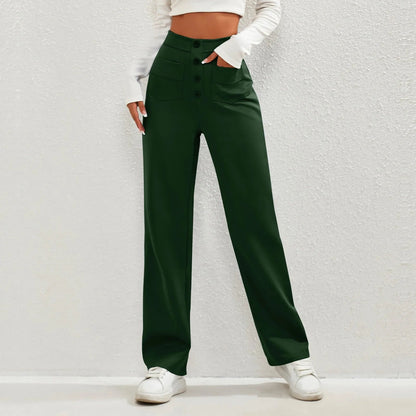 High waist elastic casual pants