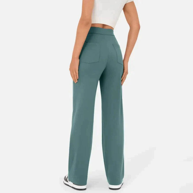 High waist elastic casual pants