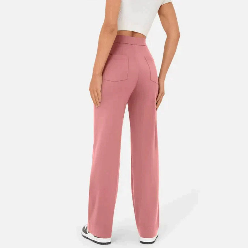 High waist elastic casual pants