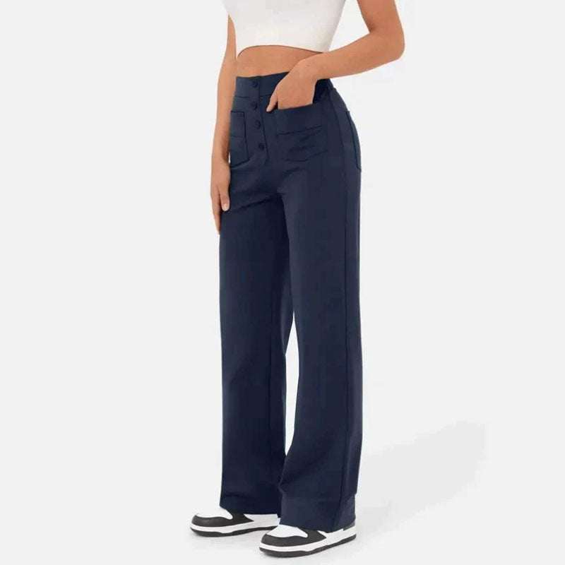 High waist elastic casual pants